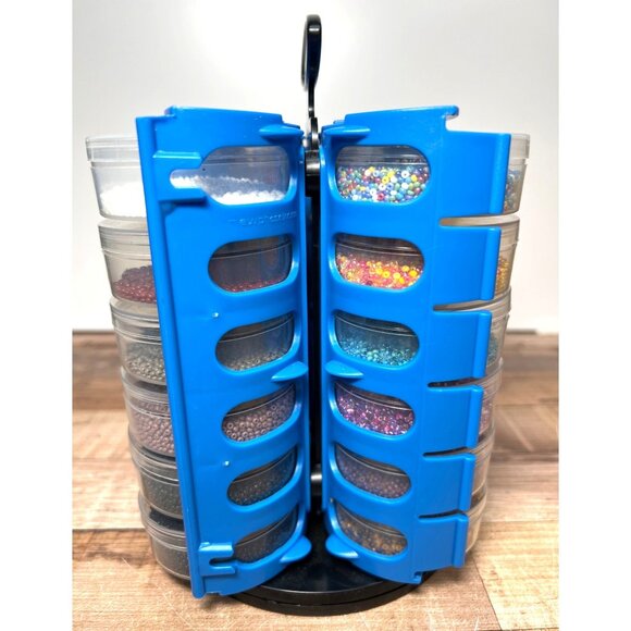 Rotating Craft Organizer With 24 Multi-Color Bead Containers With Beads & Lids - Picture 2 of 5